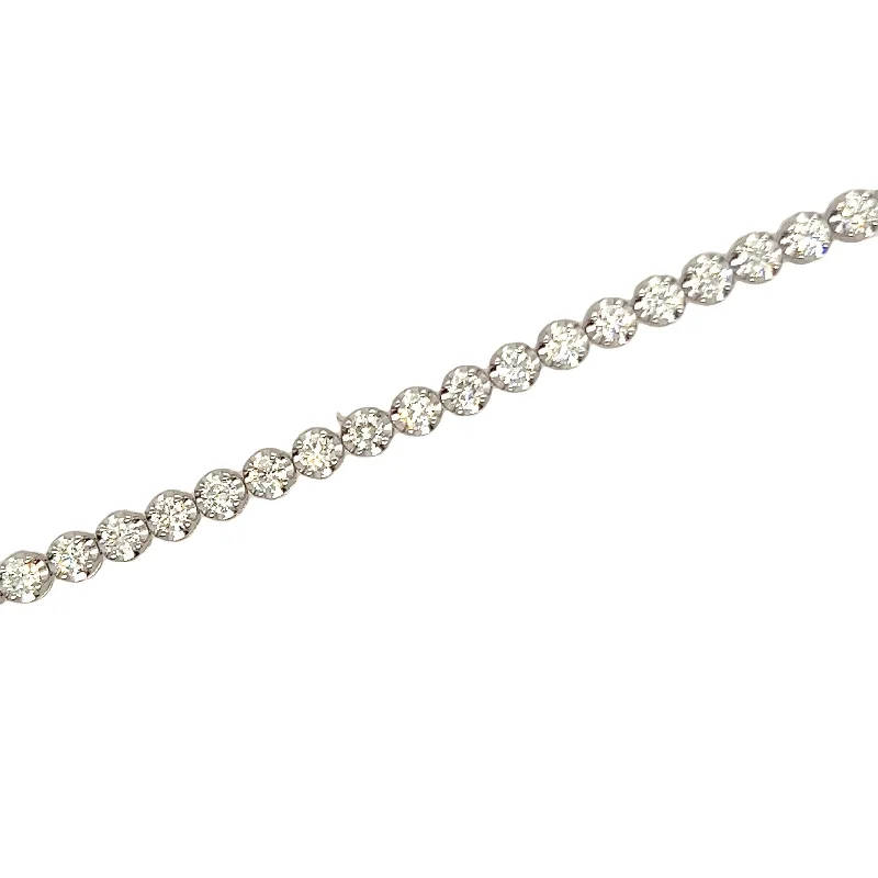 Soft silver bracelet-14K White Gold Diamond Tennis Bracelet - 4.86cw