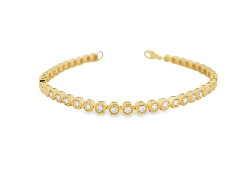 Sparkling spodumene bracelet-14K Yellow Gold Diamond Honeycomb Bracelet