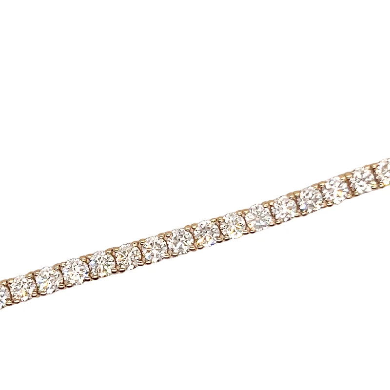 Textured stone bracelet-14K Yellow Gold Diamond Tennis Bracelet - 7.01ctw