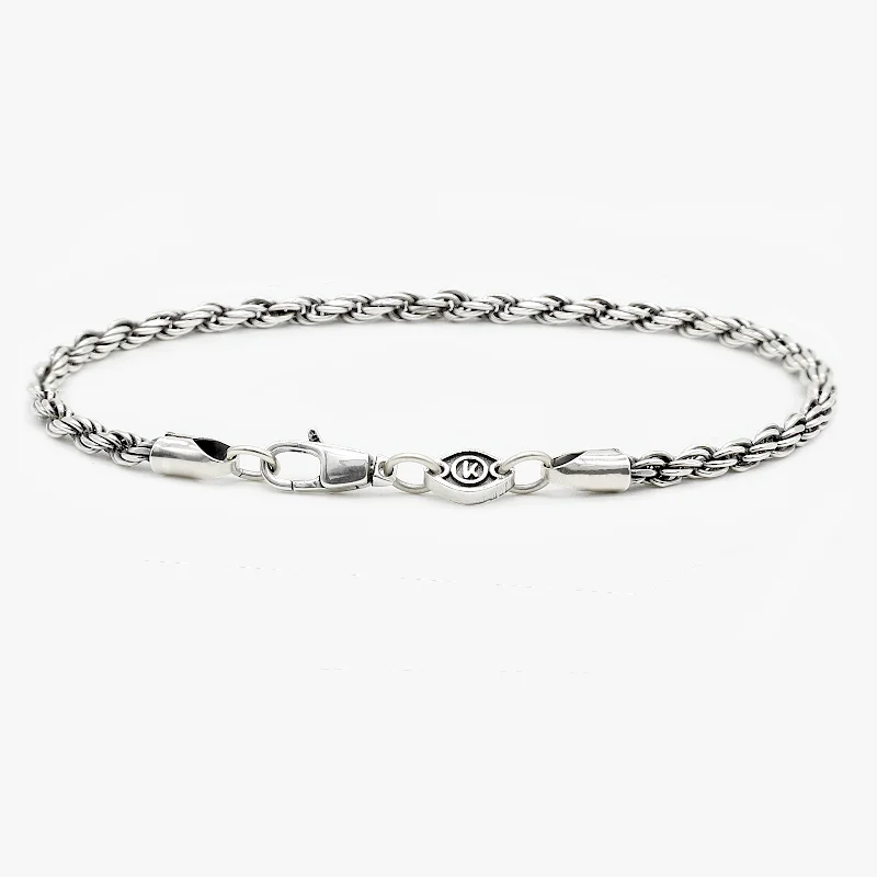 Glossy platinum bracelet-4mm Sterling Silver Rope Chain Bracelet