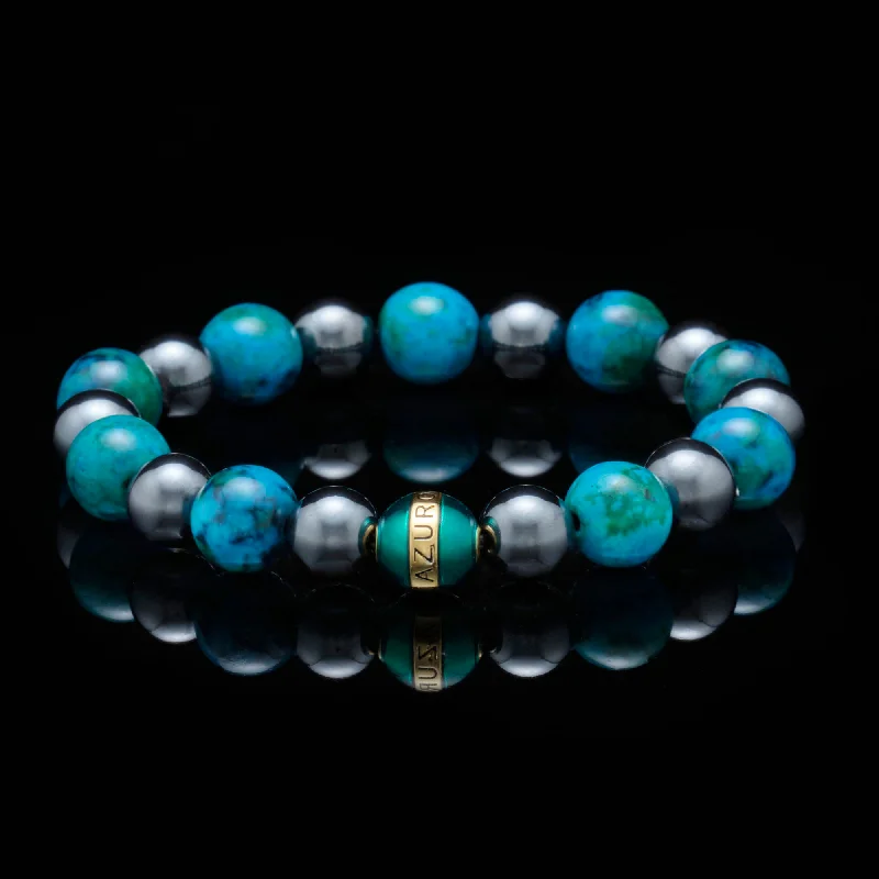 Surging wave bracelet-Artemis | Gold Enamel Hematite Turquoise Beaded Bracelet