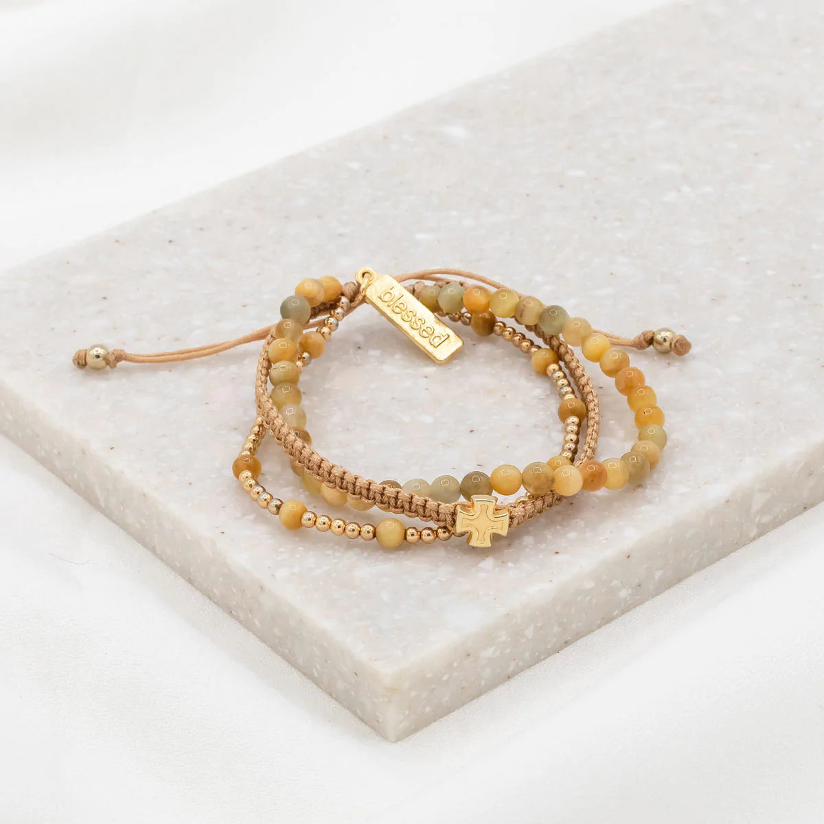 Bold quartzite bracelet-Be Still Prayer Bracelet - Tiger's Eye