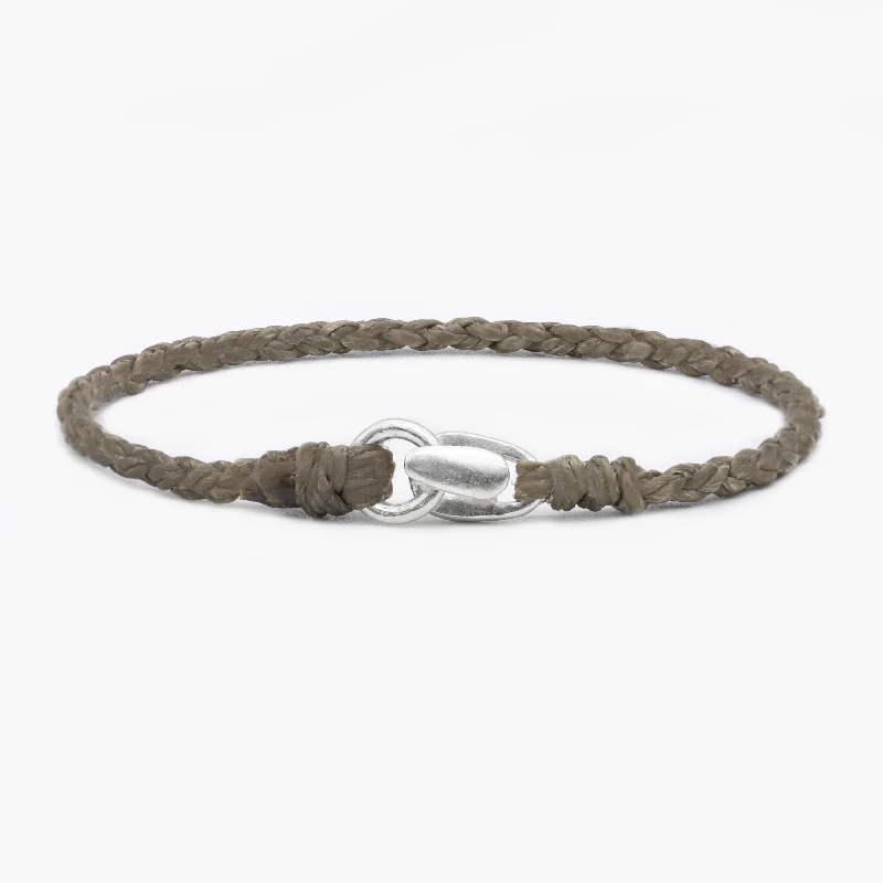 Open-shadow bracelet-Braided "Antibes" Bracelet With Silver Clasp (Light Brown)