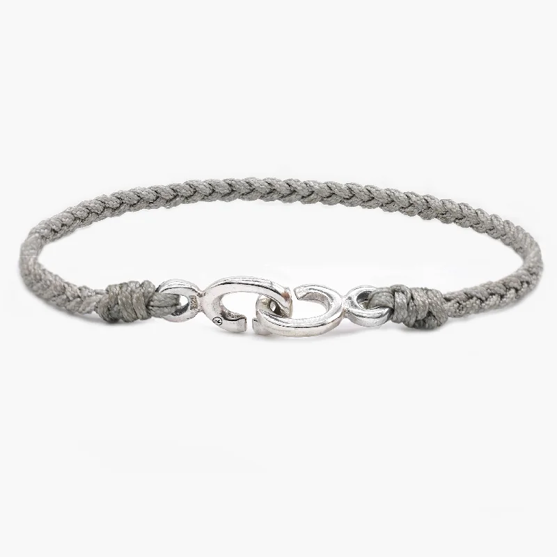 Antique citrine bracelet-Braided Bracelet With Sterling Silver Links (Grey)