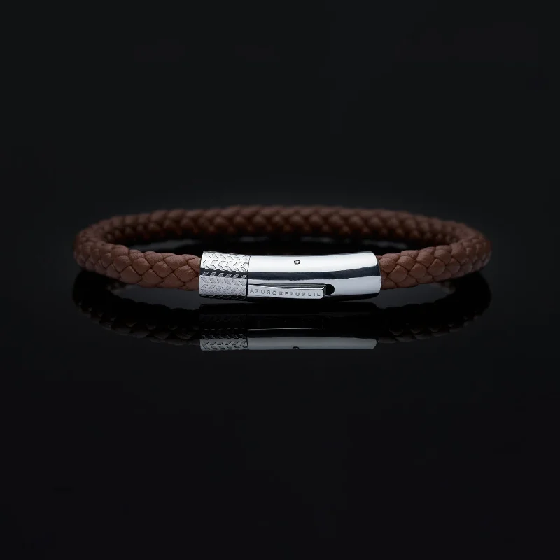 Matte quartzite bracelet-Brown Leather Bracelet