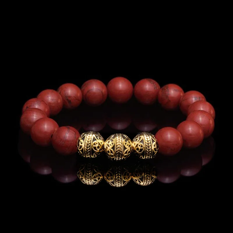 Welded gold bracelet-Classic Gold Red Jasper Bracelet