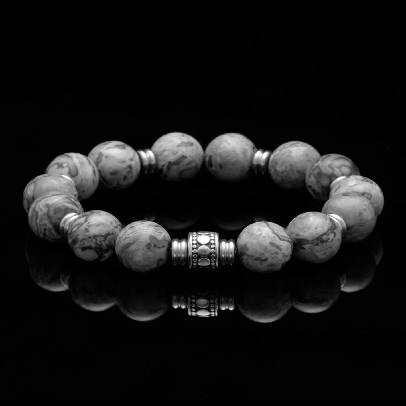 Bold sunstone bracelet-Stainless Steel Spacer Crown Chakra Bracelet