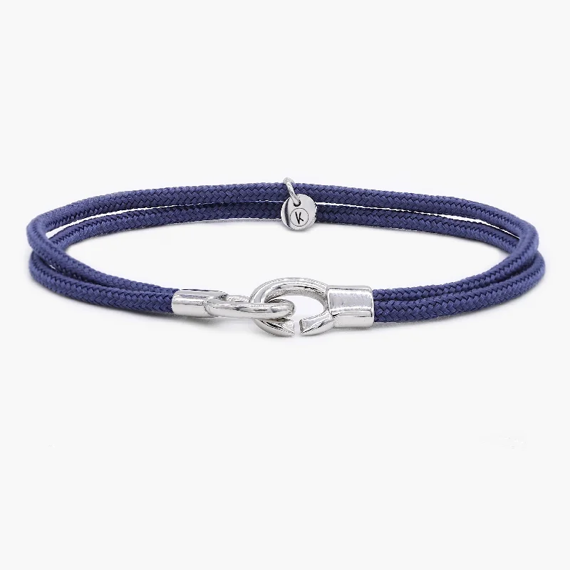 Untamed pearl bracelet-Double Sailing Cord Bracelet With Silver Lock (Navy)