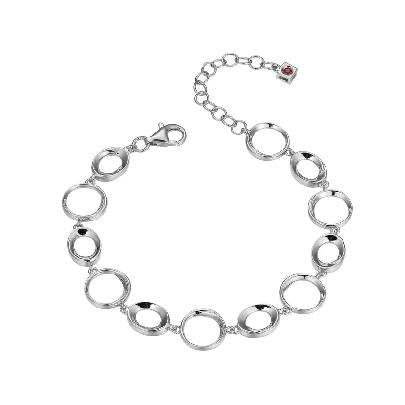 Incised gem bracelet-Elle Silver Circle Link Bracelet