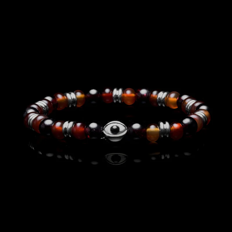 Paneled pattern bracelet-Evil Eye Agate Beaded Bracelet