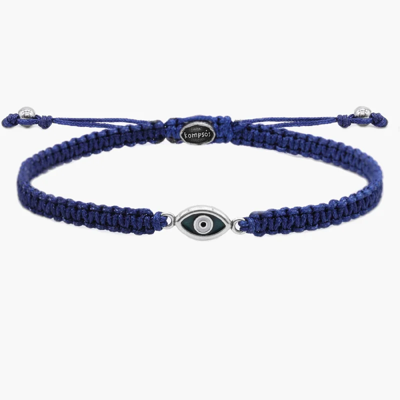 Sharp gem bracelet-Braided Evil Eye Bracelet (Navy Blue)