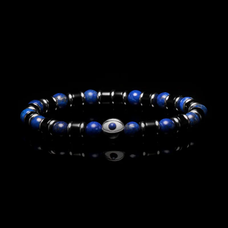 Rich howlite bracelet-Evil Eye Lapis Lazuli Beaded Bracelet