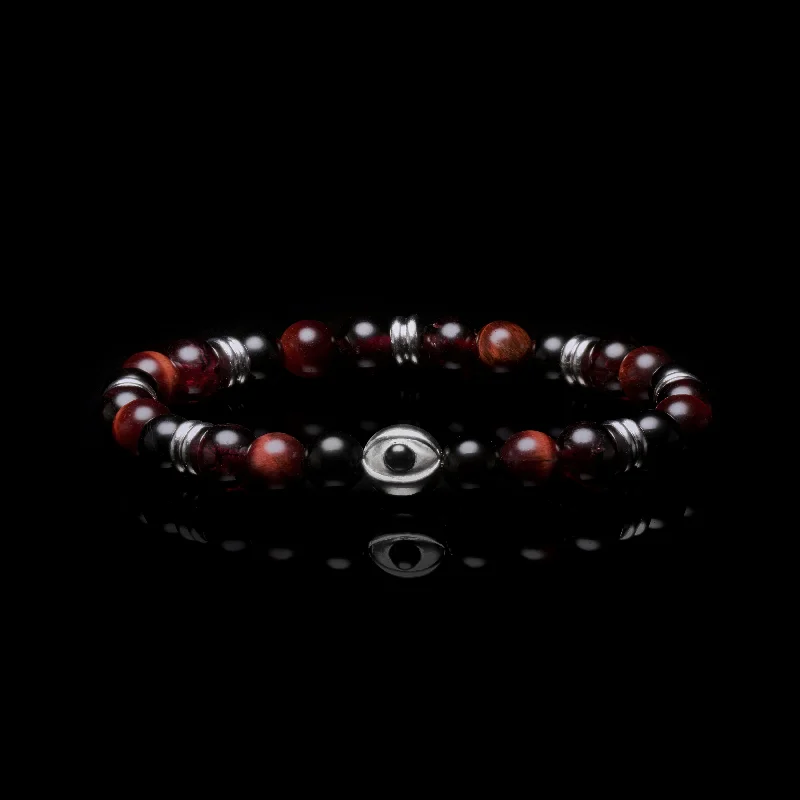 Rain gem bracelet-Evil Eye Red Tiger Eye Beaded Bracelet