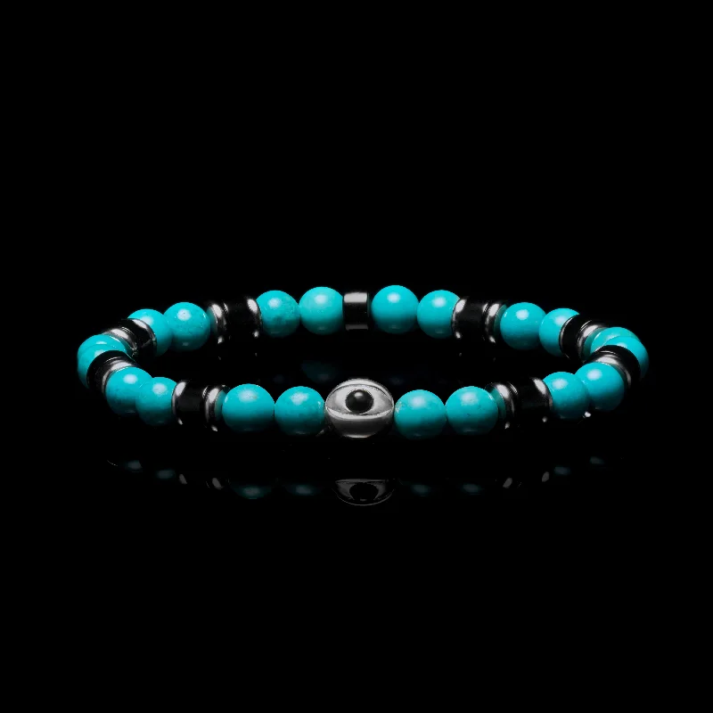 Arching ridge bracelet-Evil Eye Turquoise Beaded Bracelet