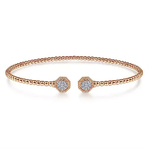 Subtle rim bracelet-Gabriel & Co Rose Bujukan Diamond Cap Cuff