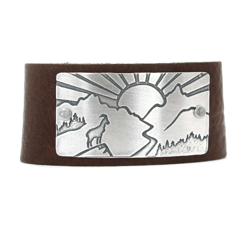 Solar glow bracelet-Going to the Sun Road Leather Cuff