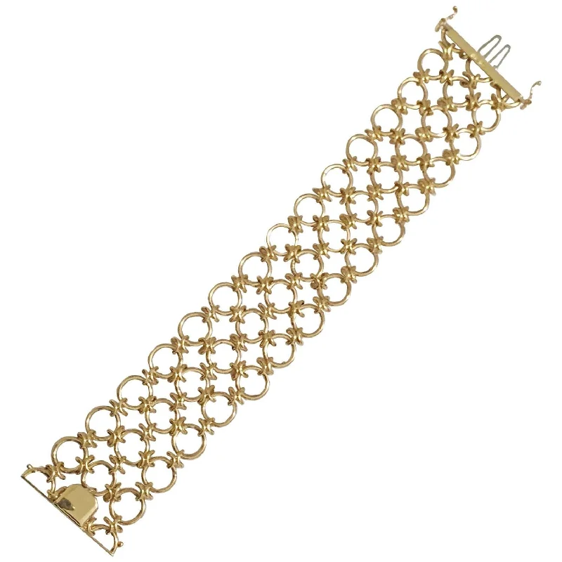 Sparkling spodumene bracelet-Gold Three Row Circle Bracelet