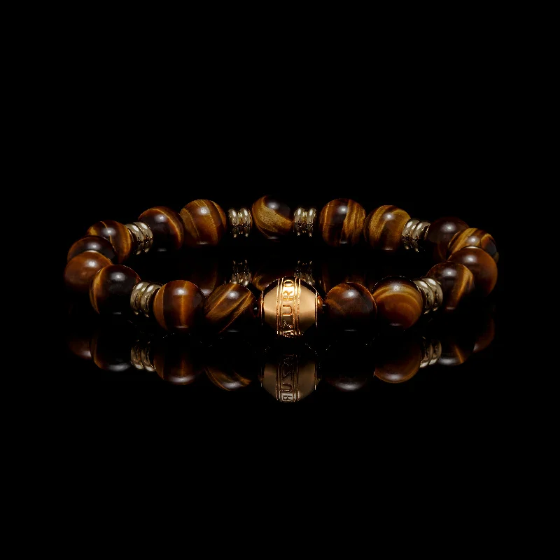 Fluted edge bracelet-Gold Tiger Eye Chakra Bracelet