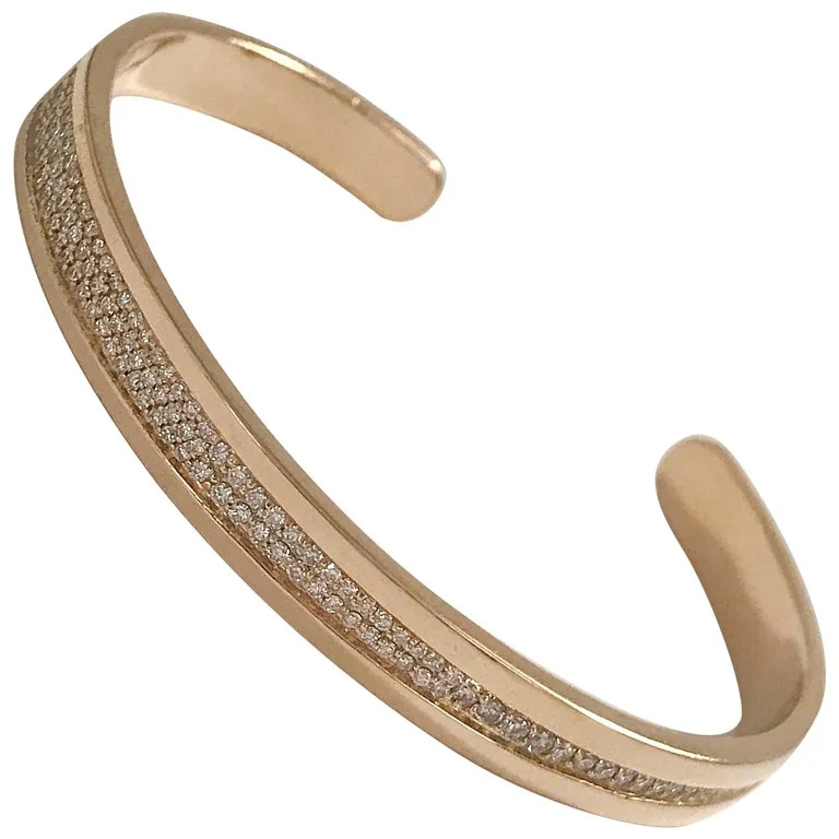 Vivid emerald bracelet-Granulated Diamond and Yellow Gold Cuff Bracelet