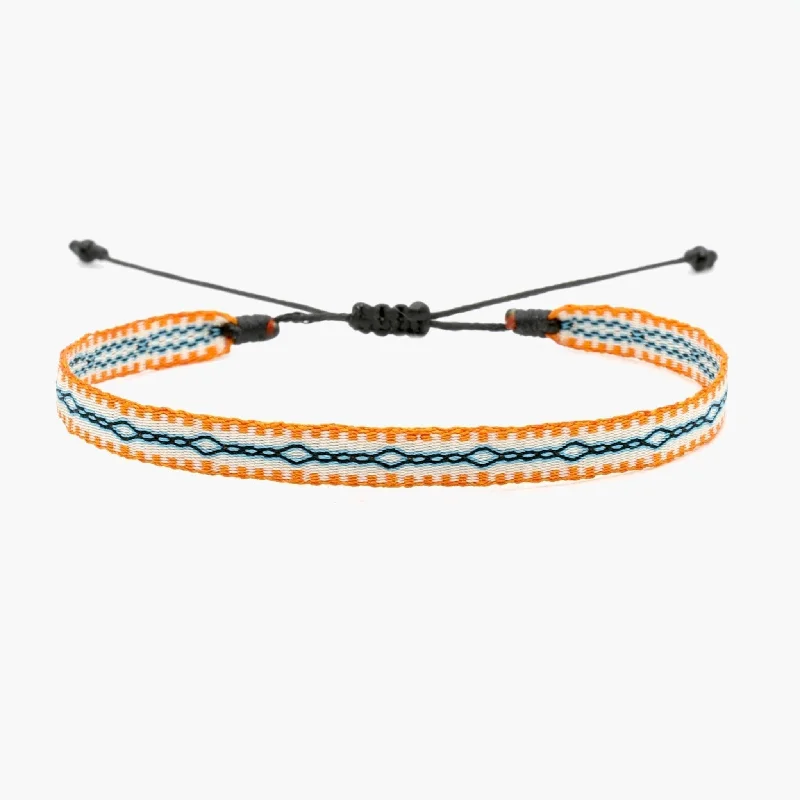 Domed bar bracelet-Handmade Purnama Bracelet (Orange/Blue/White)