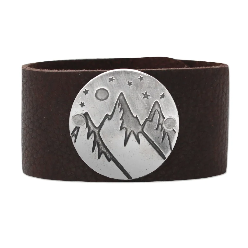 Antique howlite bracelet-High Alpine Leather Cuff Bracelet