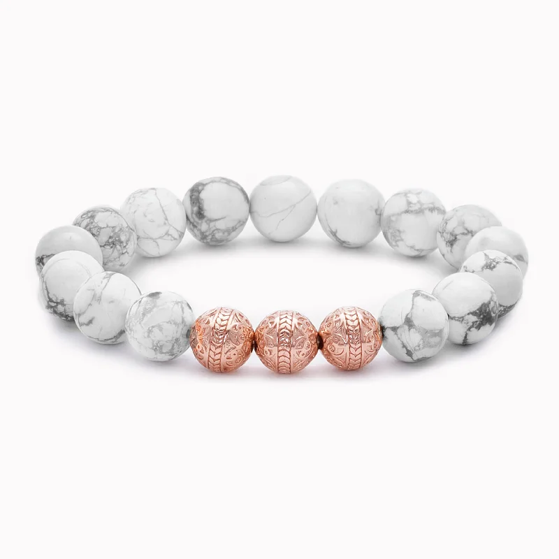 Solid gold bracelet-Rose Gold Classic Howlite Bracelet