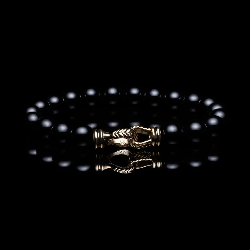 Split-level bracelet-Laurel 18k Gold Onyx Beaded Bracelet