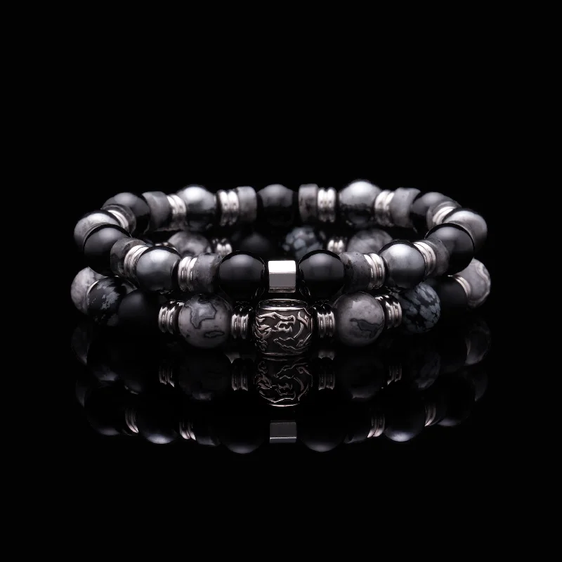 Matte quartzite bracelet-The Dark Knight - Stack Bracelets For Men