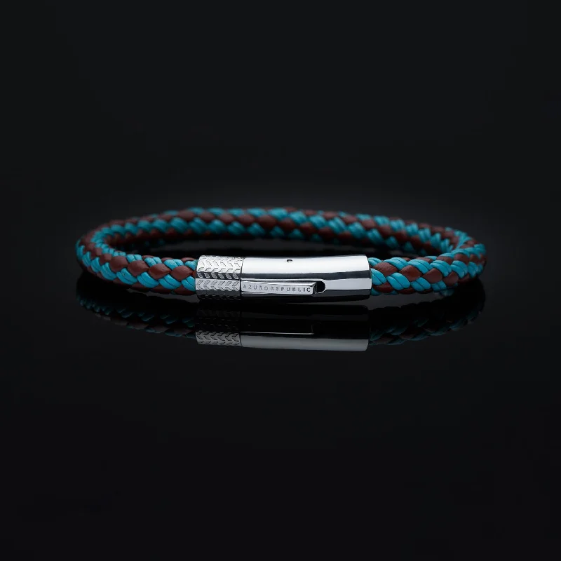 Orbit design bracelet-Mix Turquoise, Burgundy Leather Bracelet