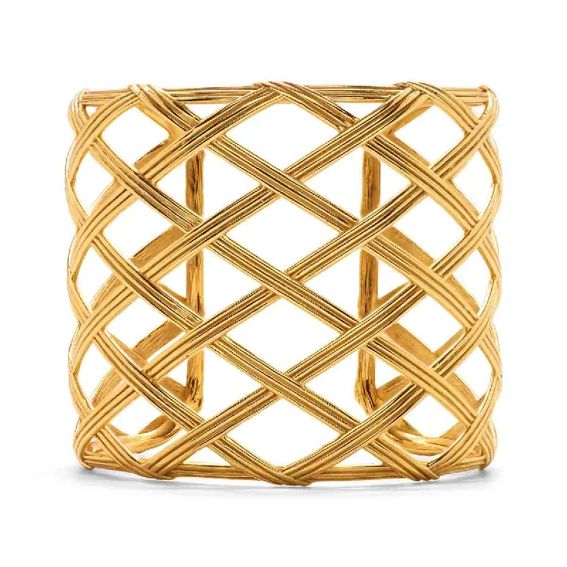 Flush-rim bracelet-Monique Lattice Grande Cuff - Gold