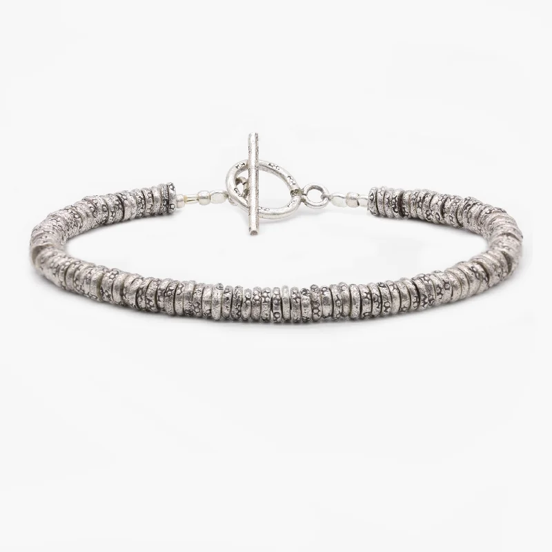 Offset band bracelet-4mm Oxidized Silver "Rodeo" Bracelet