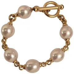 Dusk-cut bracelet-Pearl Gold Chain Bracelet