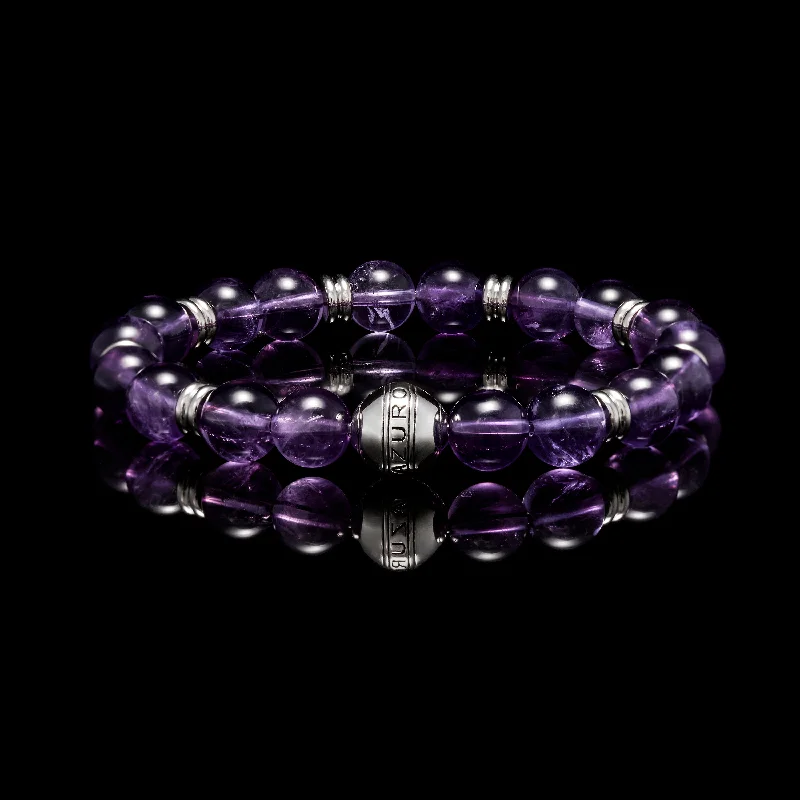 Cool topaz bracelet-Silver Amethyst Charka Bracelet