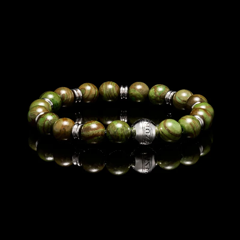 Vivid gem bracelet-Silver Green Jasper Chakra Bracelet