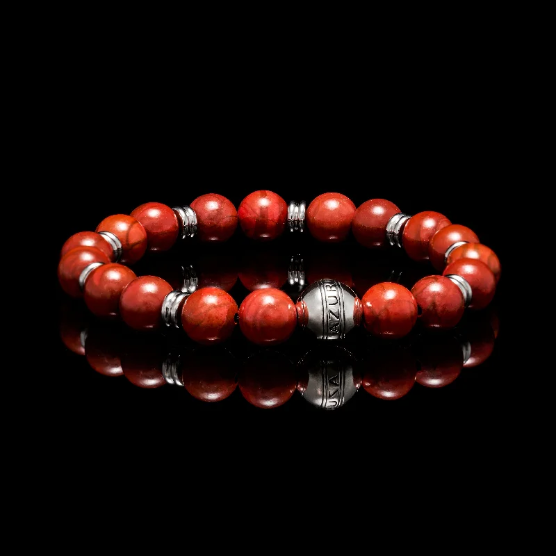 Split crystal bracelet-Silver Red Jasper Chakra Bracelet