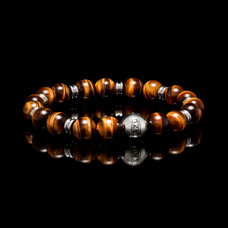 Bold emerald bracelet-Silver Tiger Eye Chakra Bracelet