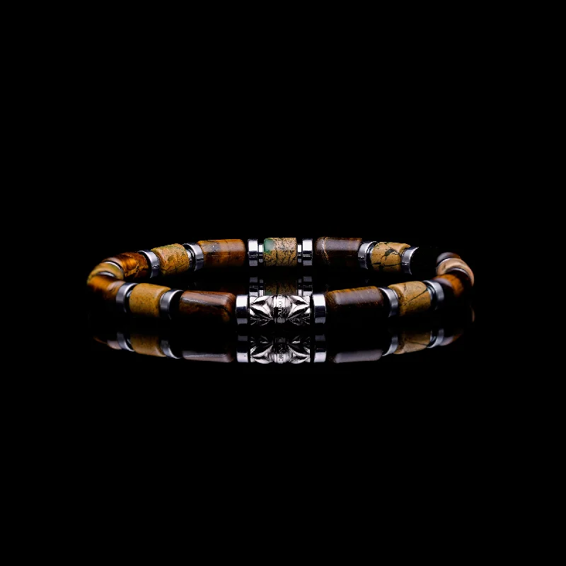 Coiled helix bracelet-The Desert | Tiger Eye, Sepentiite Beaded Bracelet