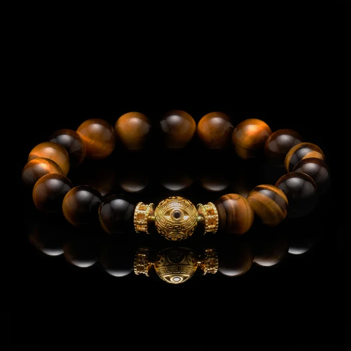 Surging wave bracelet-The Gold White Evil Eye Tiger Eye Bracelet