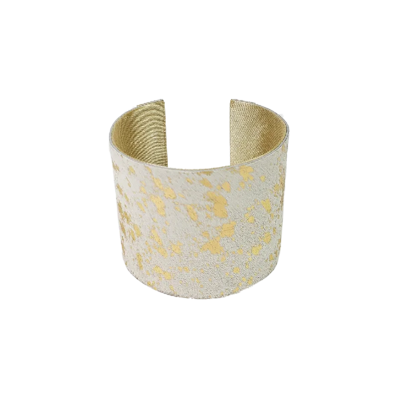 Radiant citrine bracelet-The Harlow Cream and Gold Cowhide Cuff Collection