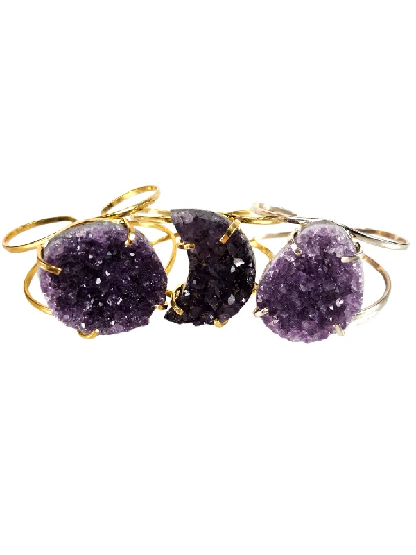 Fluted edge bracelet-The Lyla Amethyst Cuff Collection