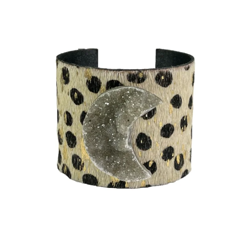 Solar glow bracelet-The Sysana Cheetah Print  Druzy Cuff Collection