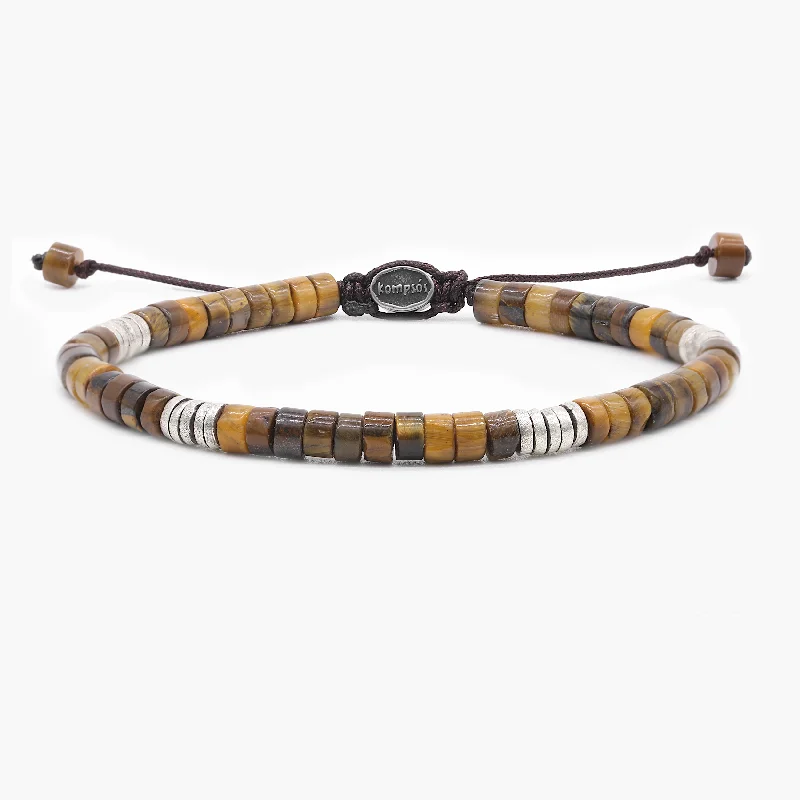 Radiant minimalist bracelet-Tiger Eye And Sterling Silver Disc Beads Bracelet