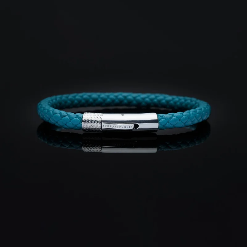 Fluted edge bracelet-Turquoise Leather Bracelet