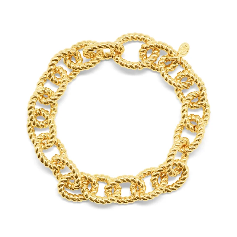 Carved initial bracelet-Victoria Small Chain Bracelet, 8" - Gold