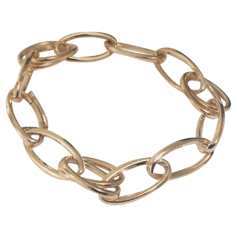 Polished cobalt bracelet-Yellow Gold Double Marquise Link Bracelet