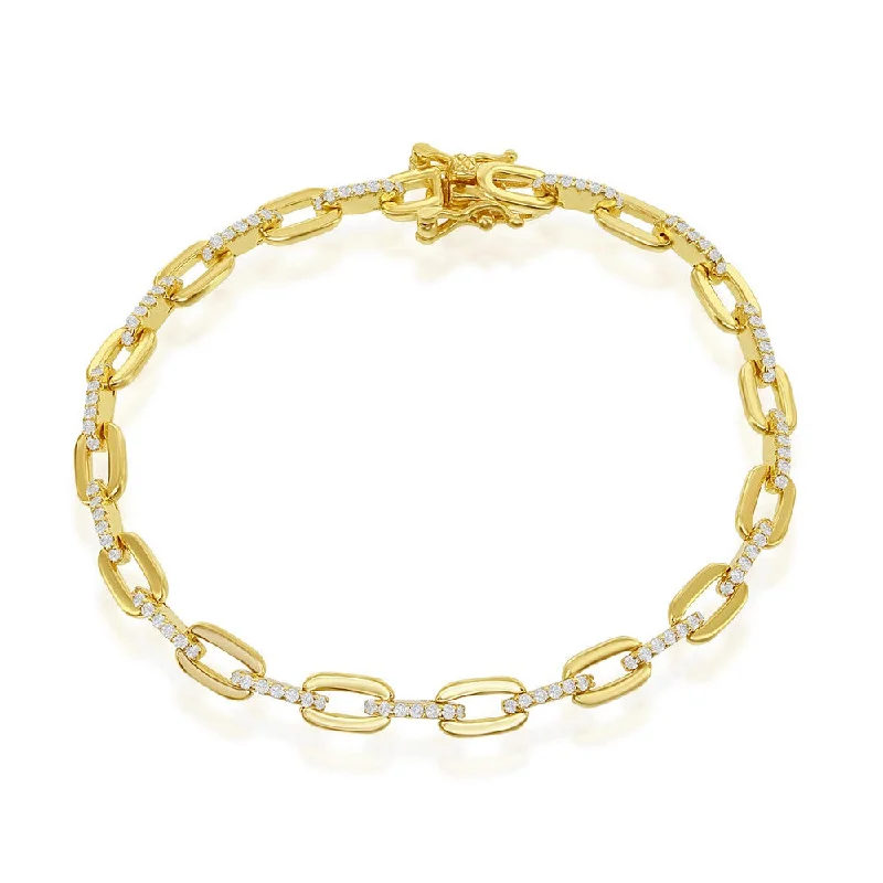 Vivid stone bracelet-Yellow Overlay  CZ Paperclip Bracelet