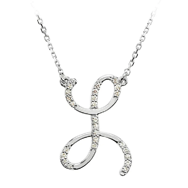 1/8 Ct Diamond Sterling Silver Medium Script Initial L Necklace, 16in