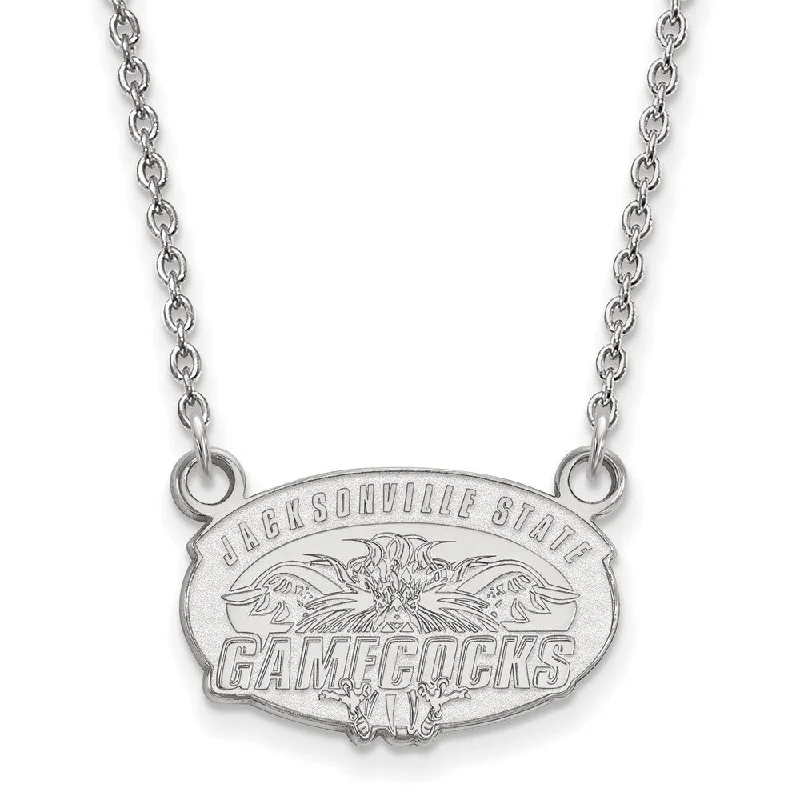 10k White Gold Jacksonville State Small Pendant Necklace