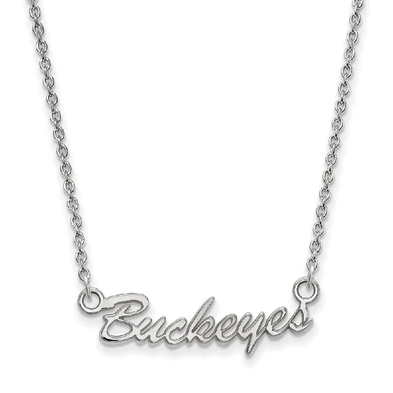 Drifting stone necklace-10k White Gold Ohio State Small Script Pendant Necklace