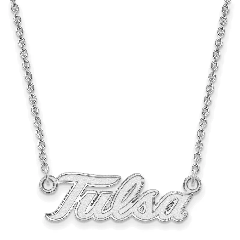 10k White Gold The U of Tulsa Large Pendant Necklace